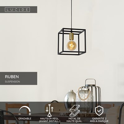 Lucide RUBEN - Suspension - 1xE27 - Noir